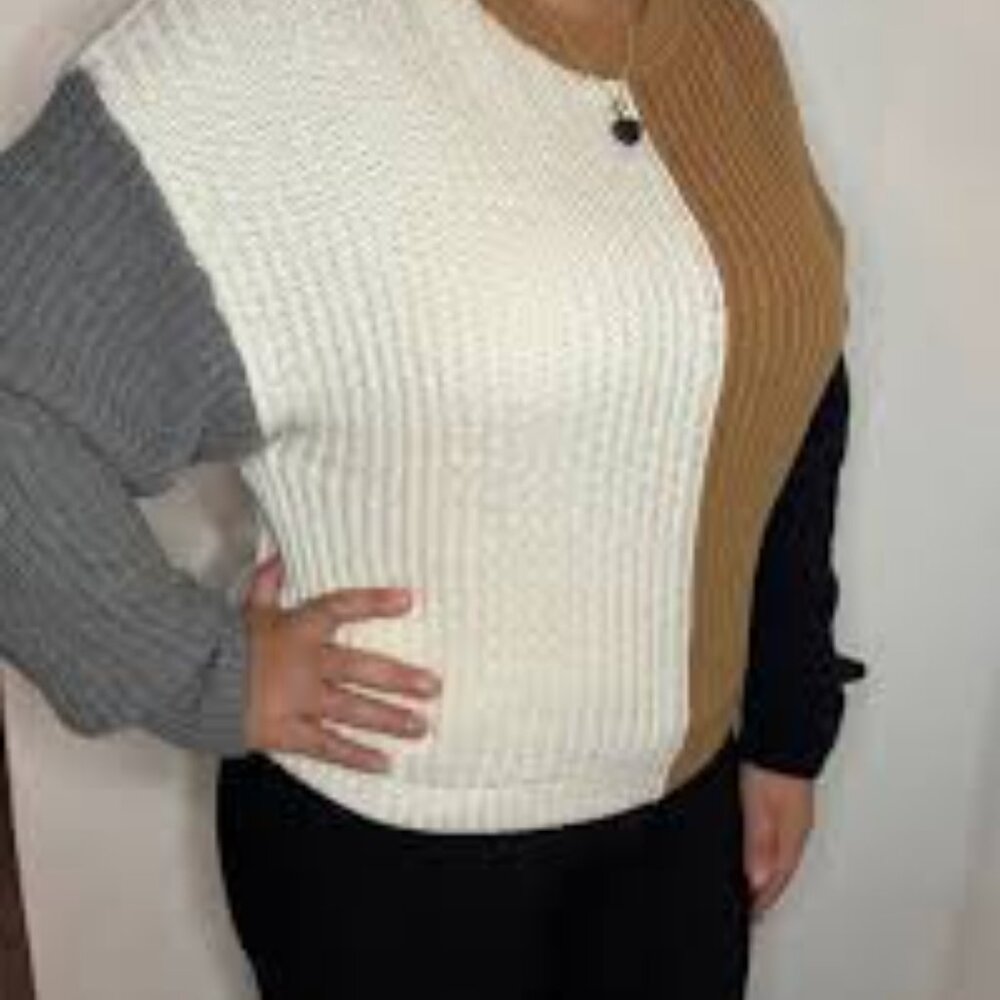 A New Day women's Crewneck Sweater - Tan, White, Gray, Black - Picture 2 of 5